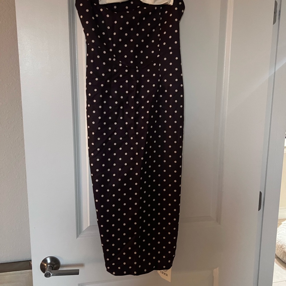 Cider Brown and Cream Sheath Midi Dress Strapless Cocktail